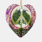 Frieden und Blumen-Symbol Keramik Ornament (Rechts)