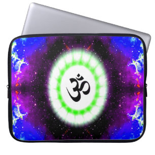 Frieden und Einheit OM Green Blue Schwarz-weiß Laptopschutzhülle