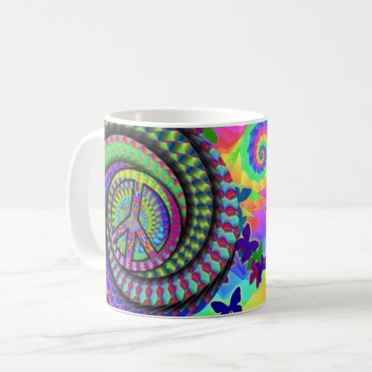 Frieden und Flutterby Kaffeetasse (Vorderseite Links)