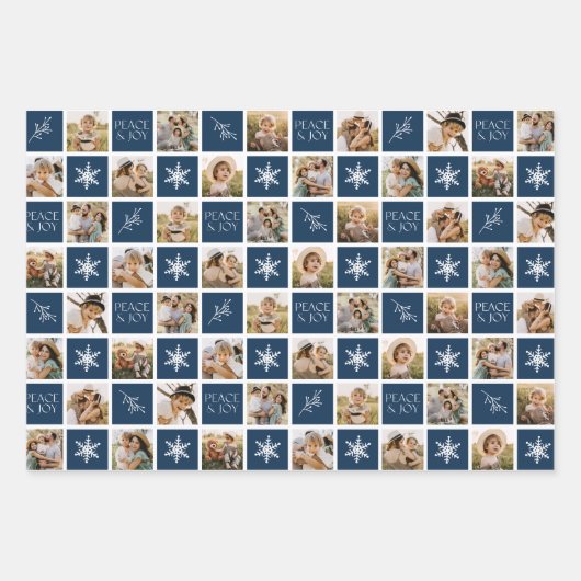 Frieden und Freude an der Marine Urlaub Foto Colla Geschenkpapier Set (Vorderseite)