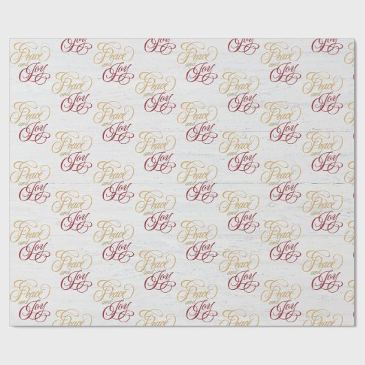 Frieden und Freude auf weißem Holz Geschenkpapier (Flach)