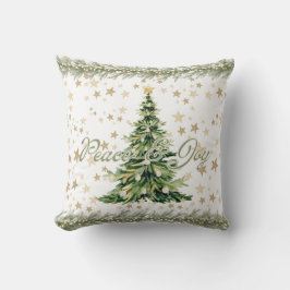 Frieden und Freude Grüner Weihnachtsbaum Kissen