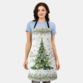 Frieden und Freude Grüner Weihnachtsbaum Schürze (Getragen)