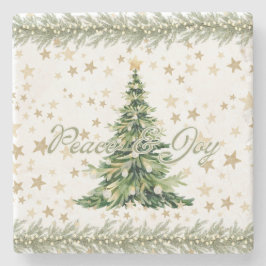 Frieden und Freude Grüner Weihnachtsbaum Steinuntersetzer