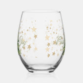 Frieden und Freude Grüner Weihnachtsbaum Weinglas Ohne Stiel (Rechts)