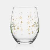 Frieden und Freude Grüner Weihnachtsbaum Weinglas Ohne Stiel (Links)