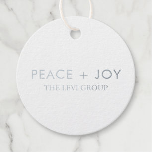 Frieden und Freude Minimal Christmas Circle Silber Geschenkanhänger