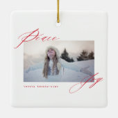 Frieden und Freude Modernes Calligraphisches Rotes Keramikornament (Rückseite)