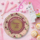 Frieden und Freude, rosa Burgund Gold Weihnachten Pappteller (Party)