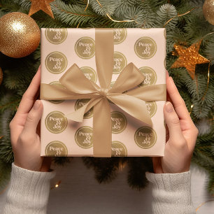 Frieden und Freude, Rosa und Gold Weihnachtsfeiert Geschenkpapier