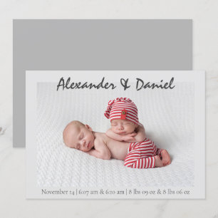 Frieden und Freude   Twin Boys Birth Annoucement Einladung