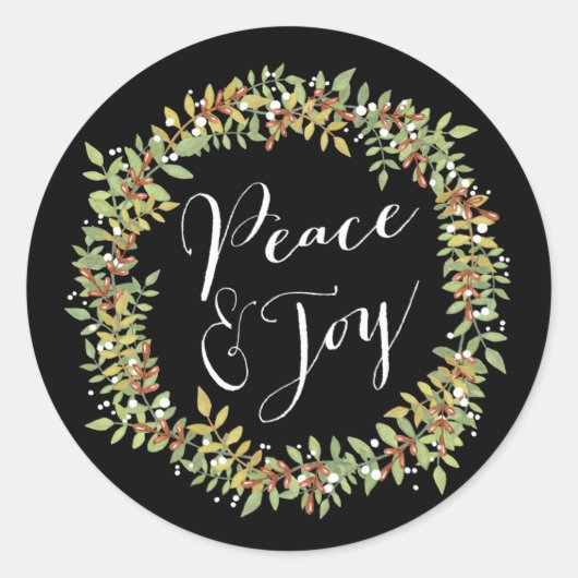 Frieden und Freude - Weihnachtskranz Runder Aufkleber (Vorderseite)