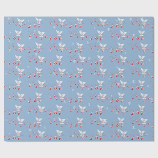 Frieden und Freude weiße Tauben mit Schneeflocken Geschenkpapier (Flach)