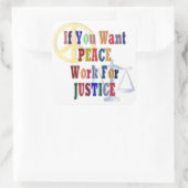 Frieden und Gerechtigkeit Quadratischer Aufkleber (Tasche)