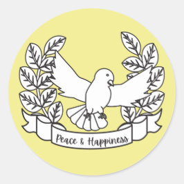 FRIEDEN UND GLÜCKLICHKEIT RUNDER AUFKLEBER
