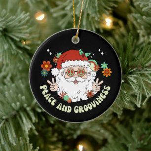 Frieden und Groovitz Hippie Weihnachten Keramik Ornament