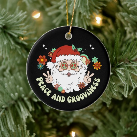Frieden und Groovitz Hippie Weihnachten Keramik Ornament (Baum)