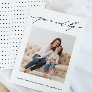 Frieden und Hoffnung Kalligrafie Holiday Blue und  Einladung