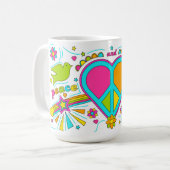 Frieden und Liebe 70er Graffiti Tasse (Vorderseite Links)