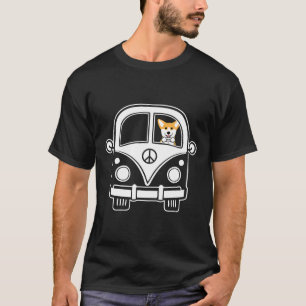 Frieden Und Liebe Corgi Im Hippiebus T-Shirt