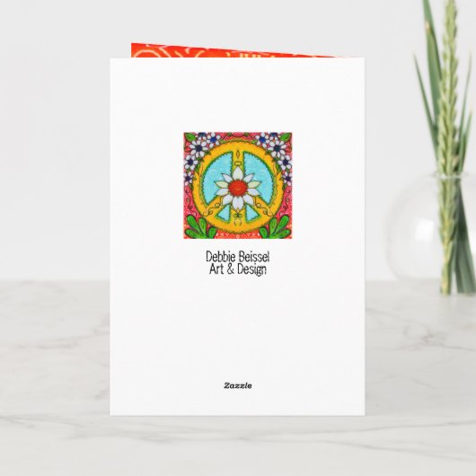 Frieden und Liebe Daisy Hippie Boho Original Gruß Karte (Rückseite)