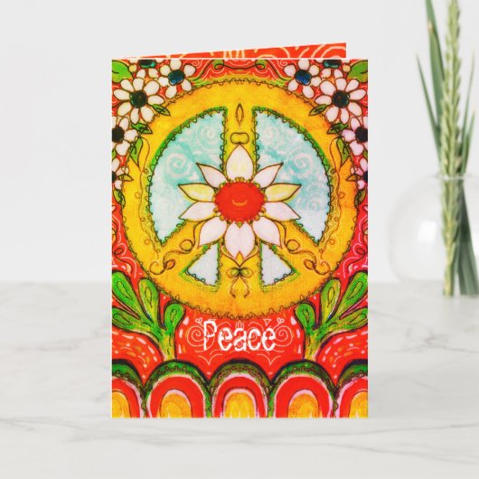 Frieden und Liebe Daisy Hippie Boho Original Gruß Karte (Vorderseite)