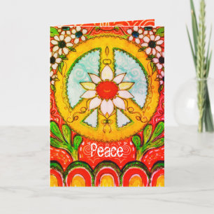 Frieden und Liebe Daisy Hippie Boho Original Gruß Karte