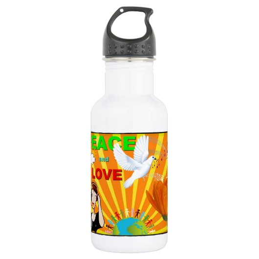 Frieden und Liebe Edelstahlflasche (Vorderseite)