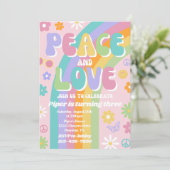 Frieden und Liebe Einladung zum Geburtstag (Stehend Vorderseite)