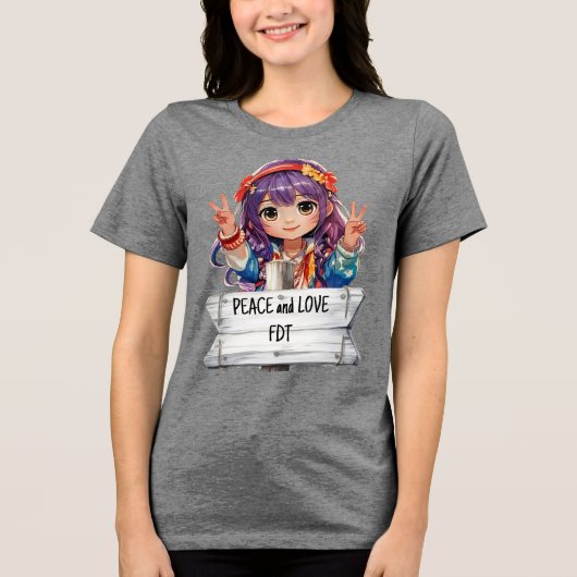 Frieden und Liebe gegen Trump Merch Tri-Blend Shirt (Vorderseite)