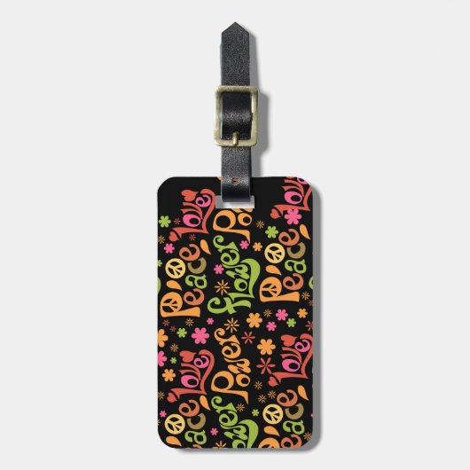 Frieden und Liebe Gepäckanhänger (Vorderseite vertikal)