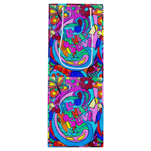 Frieden und Liebe Geschenktüte Für Weinflaschen (Vorderseite)