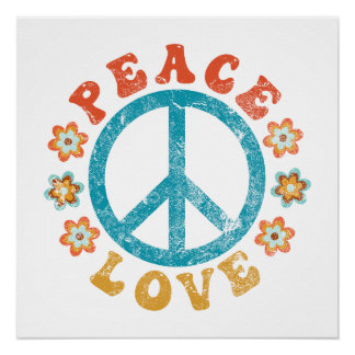 Frieden und Liebe - Hippie-Friedenszeichen mit Blu Poster