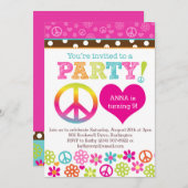 Frieden und Liebe Hippie-Party Einladung (Vorne/Hinten)