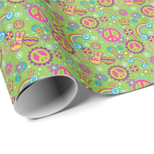 Frieden und Liebe, Hippie Wrapping Paper Geschenkpapier (Rolleneckpunkt)
