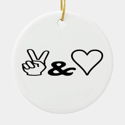 Frieden und Liebe Keramik Ornament (Vorne)