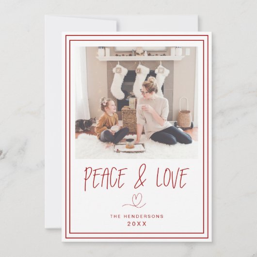 Frieden und Liebe Minimalistische Weihnachtskarte Einladung (Vorderseite)