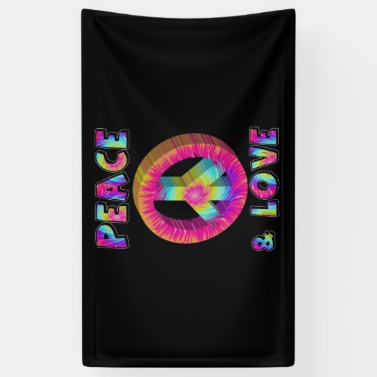 Frieden und Liebe mit der Gefärbte Krawatte Banner (Vertikal)