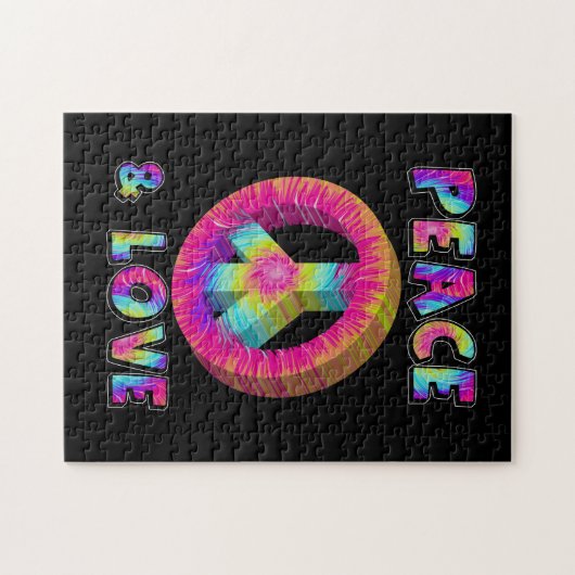 Frieden und Liebe mit der Gefärbte Krawatte Puzzle (Horizontal)