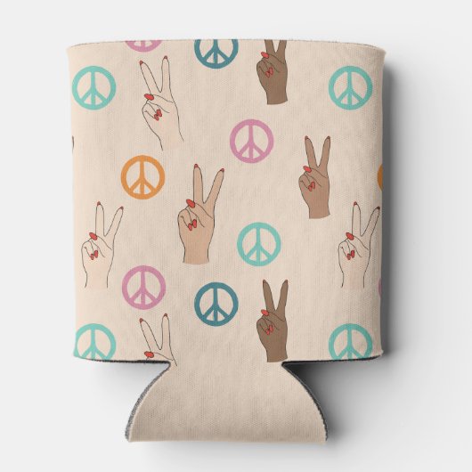 Frieden und Liebe Multikulturelles Handmuster Dosenkühler (Rückseite)