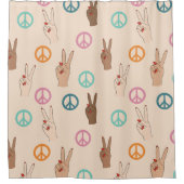 Frieden und Liebe Multikulturelles Handmuster Duschvorhang (Vorderseite)