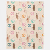 Frieden und Liebe Multikulturelles Handmuster Fleecedecke (Vorderseite)