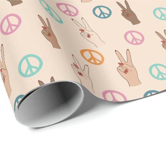 Frieden und Liebe Multikulturelles Handmuster Geschenkpapier (Rolleneckpunkt)