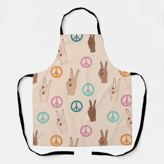 Frieden und Liebe Multikulturelles Handmuster Schürze (Vorderseite)