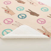 Frieden und Liebe Multikulturelles Handmuster Sherpadecke (3/4)