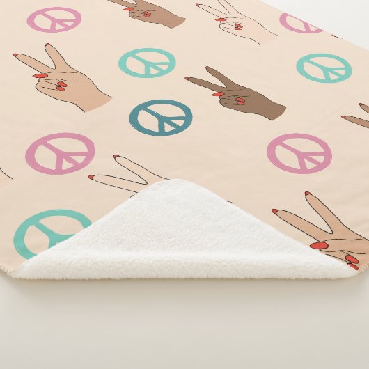 Frieden und Liebe Multikulturelles Handmuster Sherpadecke (3/4)