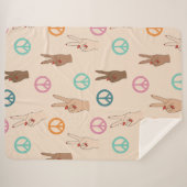 Frieden und Liebe Multikulturelles Handmuster Sherpadecke (Vorderseite (Horizontal))