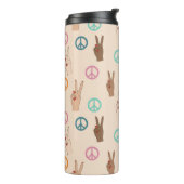 Frieden und Liebe Multikulturelles Handmuster Thermosbecher (Nach links gedreht)