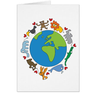 Frieden und Liebe Niedliche Cartoon Tiere der Welt