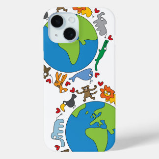 Frieden und Liebe Niedliche Cartoon Tiere der Welt Case-Mate iPhone Hülle
